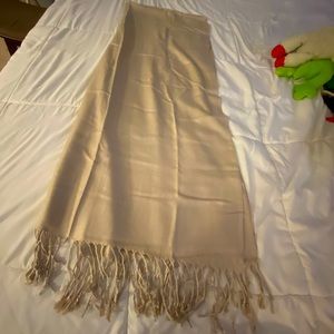 Paskmina Taupe Fringe Shaw Scarf Wrap
